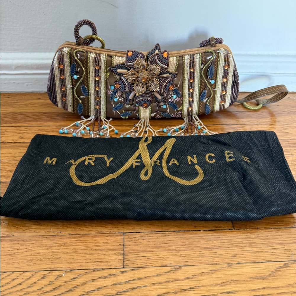 Mary Frances Brown and Gold Beaded Clutch